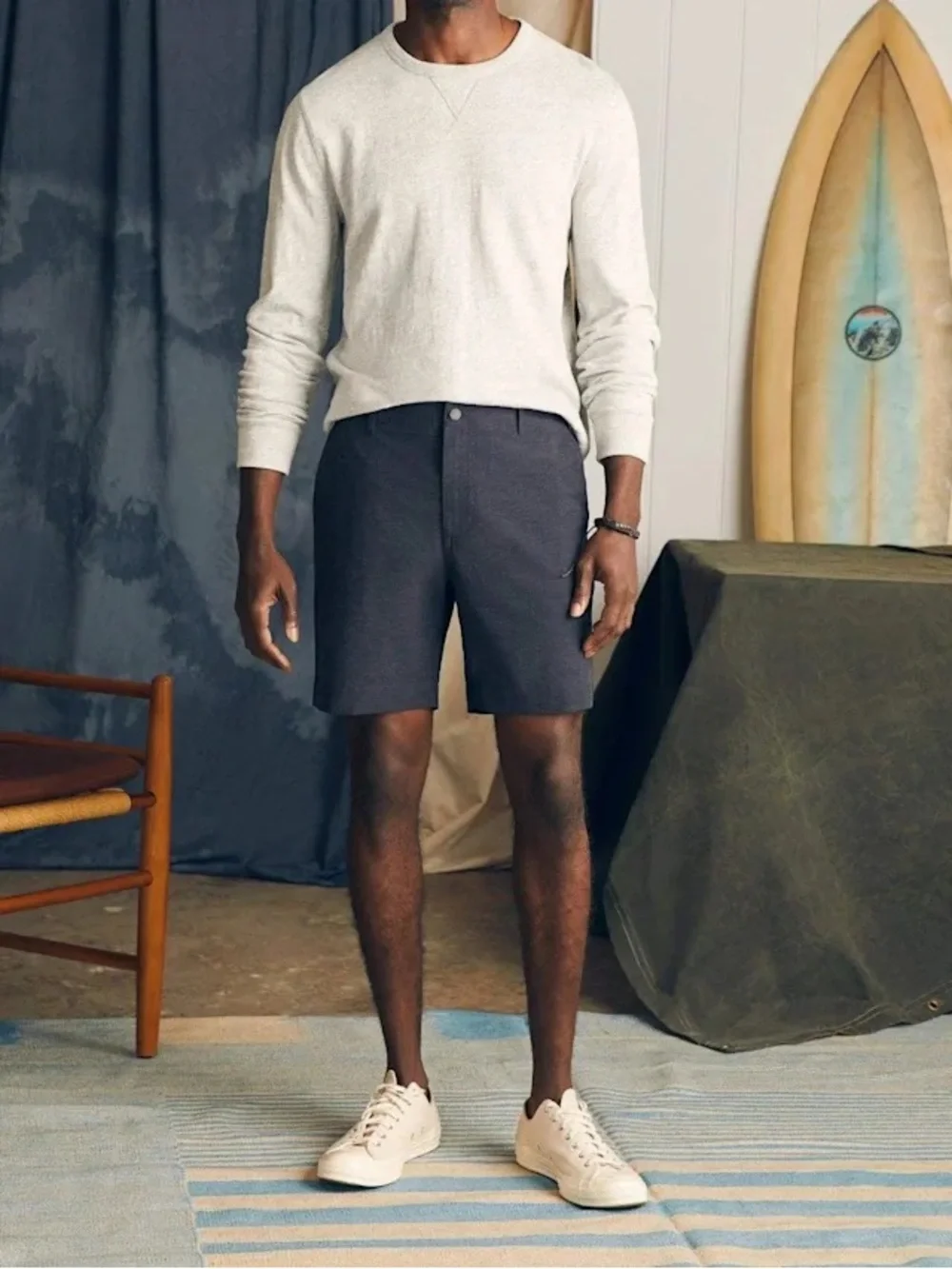 Faherty Men's Charcoal Flat-Front Stretch Shorts